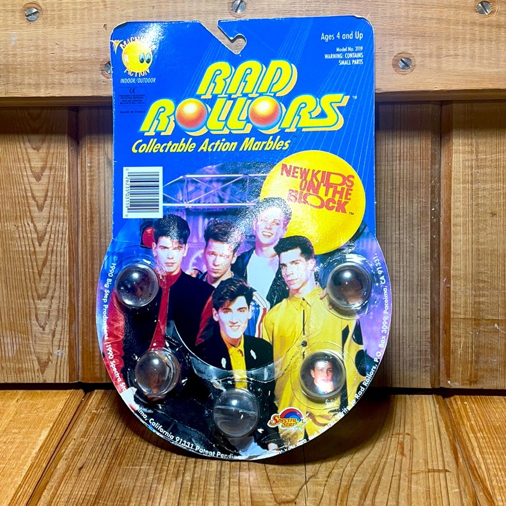 1990 New In package sealed "New Kids On the Block" Rad Rollers Marbles!